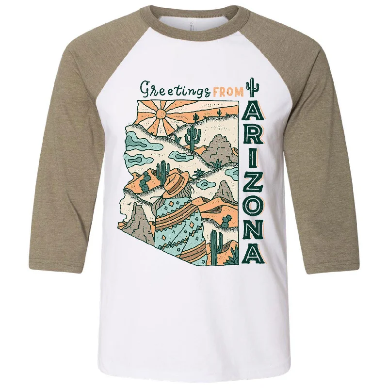 Greetings from Arizona Baseball Tee Houndstooth Herringbone Solid