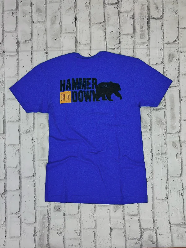 Hammer Down "Stacked HD Bear" Short Sleeve T-shirt - Royal Blue Asymmetrical Pockets Print