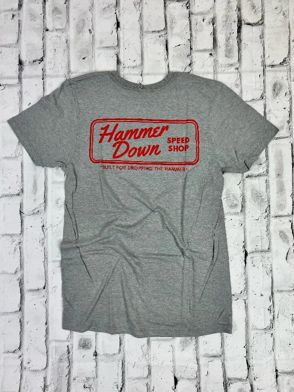 Hammer Down "Speed Shop" Short Sleeve T-shirt - Pewter Elegant Classic Vintage