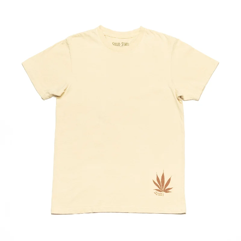 Natural Dye T-Shirt - Hemp Yellow Print Jacquard Patchwork