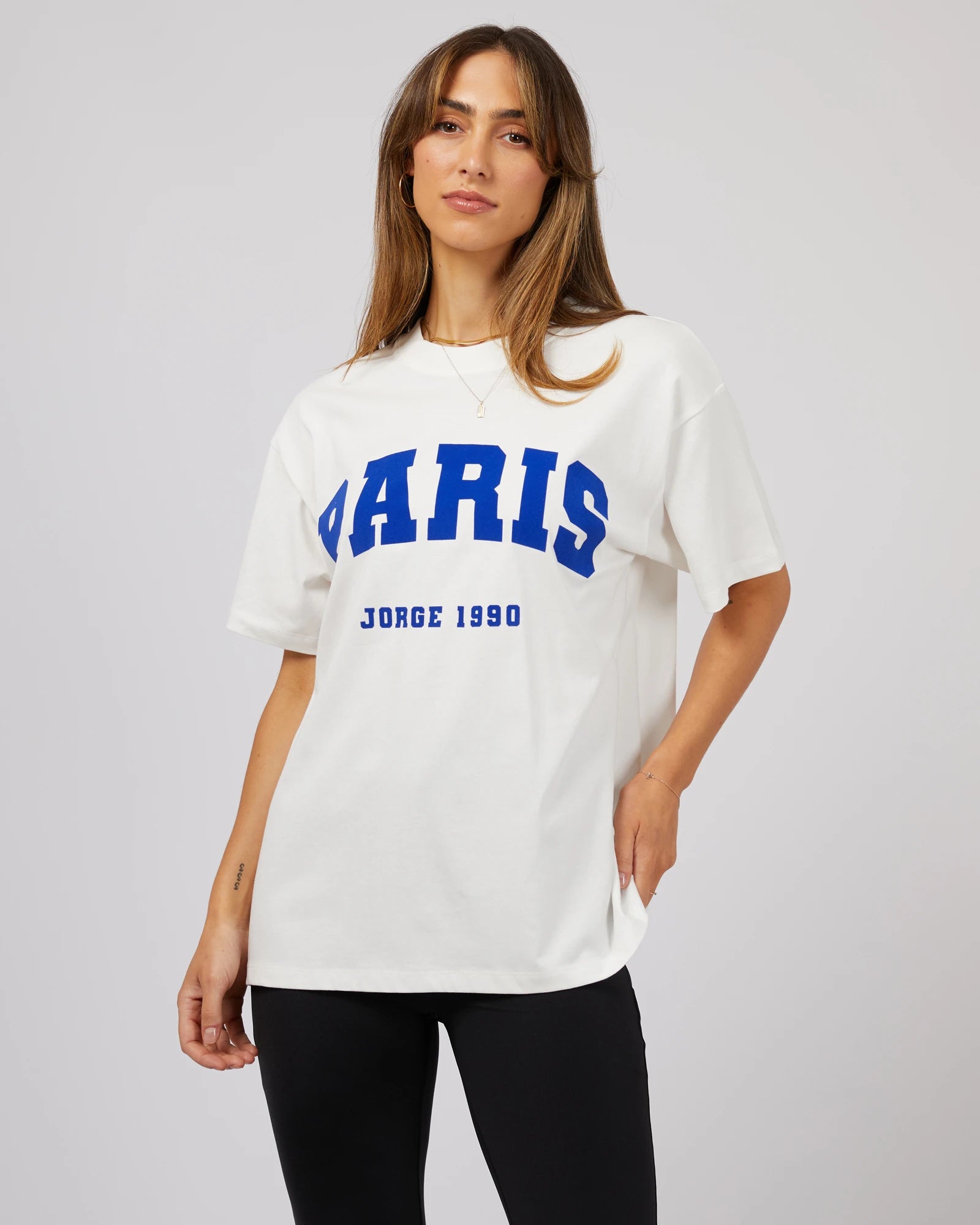 Jorge Paris Tee - White Solid Print Embellished