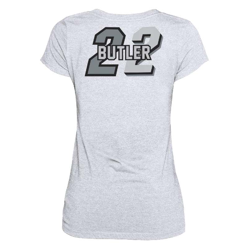 Jimmy Butler New Era Miami HEAT Mashup Name & Number Women's White Tee Graphic Embroidered Appliqued
