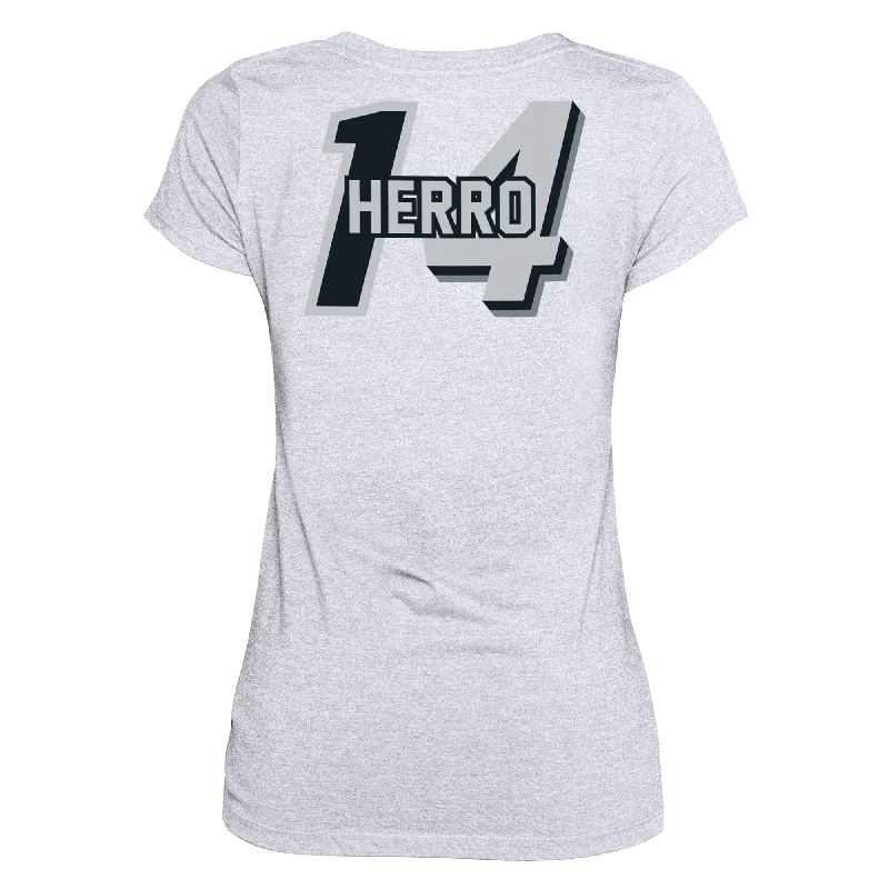 Tyler Herro New Era Miami HEAT Mashup Name & Number Women's White Tee Solid Color Striped Floral Tyler Herro New Era Miami HEAT Mashup Name & Number Women's White Tee Solid Color Striped Floral