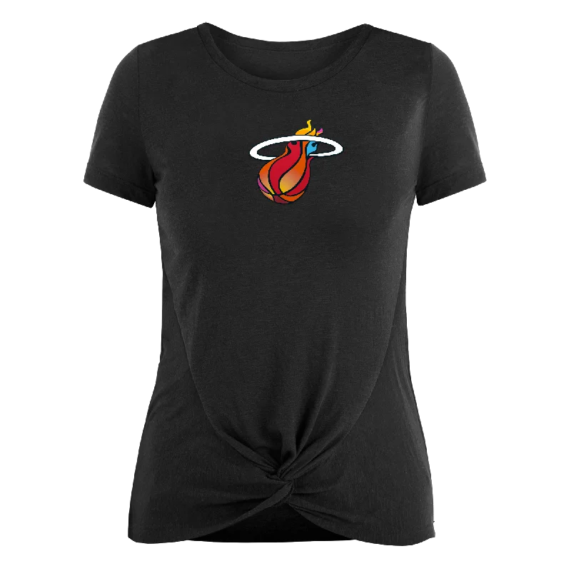 New Era Miami HEAT Mashup Logo Women's Black Tee Fashionable Trendy Casual