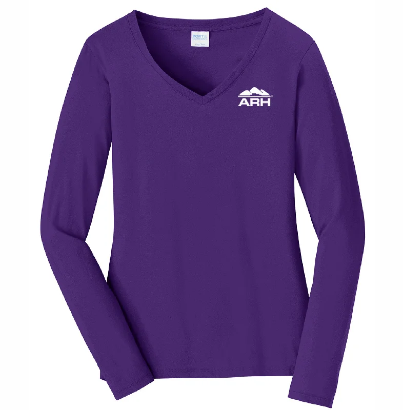 Ladies Favorite Long Sleeve V-Neck Tee - Fashion Colors Beaded Sequined Faux Fur