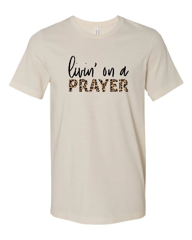 Leopard Livin' On a Prayer Crew Neck Softstyle Tee Plaid T-Shirt Polka Dot Checkered