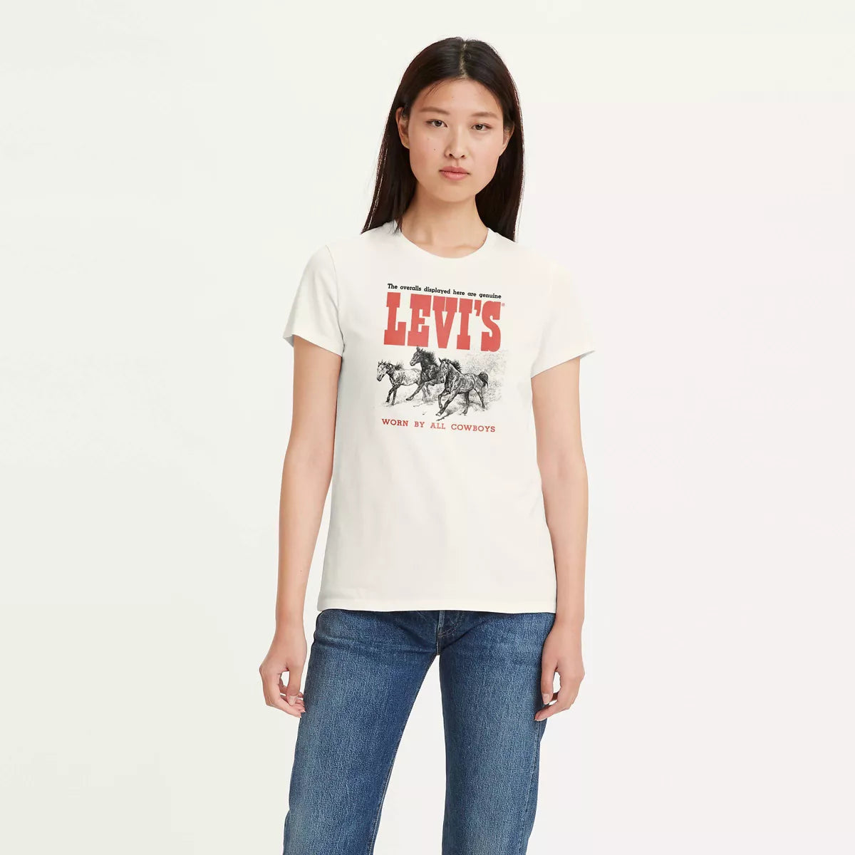 Levi's  The Perfect Tee Core Housemark - Horse Trio Egret Handmade Hand-knitted Hand-woven