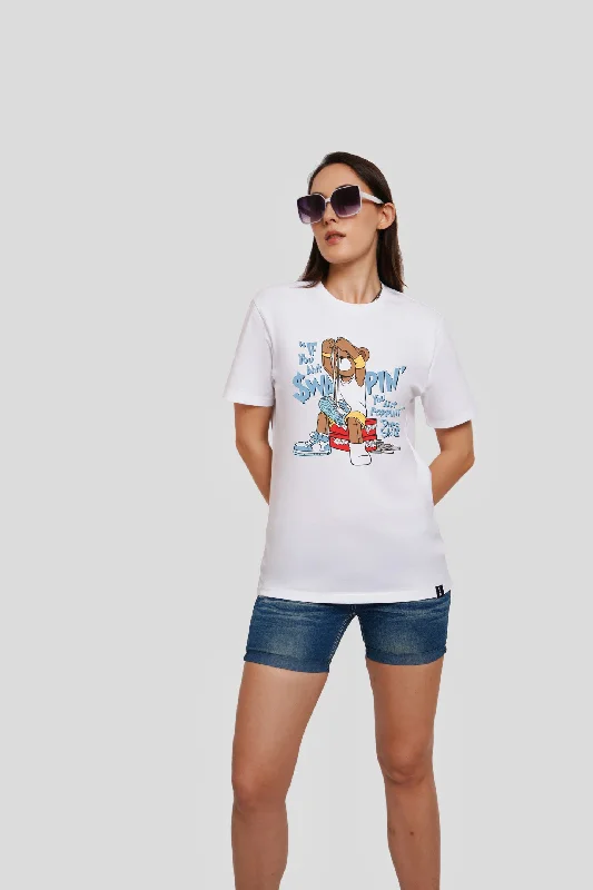 Lil' Bear, Big Dreams White Printed T-Shirt Lace Blend Ribbed Blend Corduroy Blend
