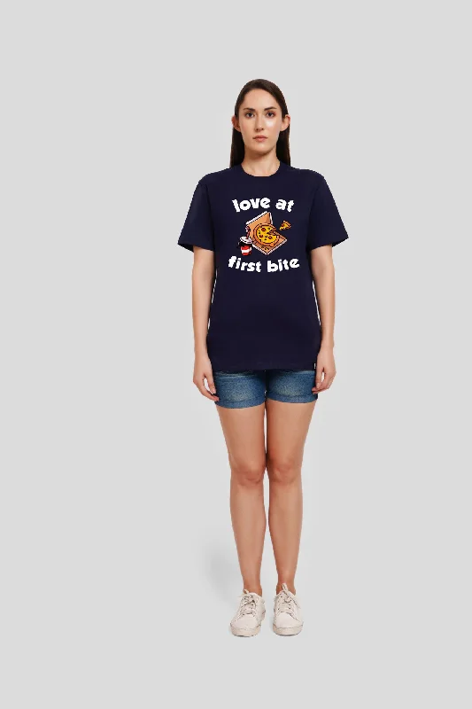 Love At First Bite Navy Blue Printed T-Shirt Wool Fabric Cashmere Fabric Tweed Fabric