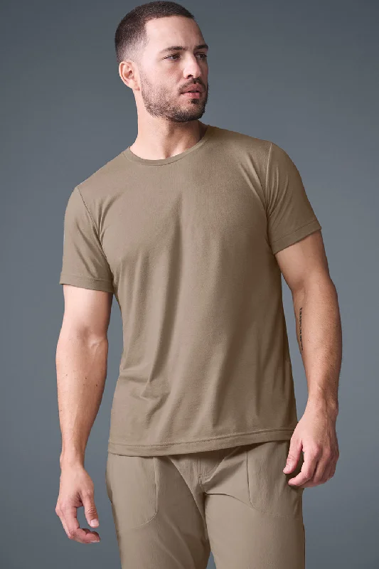 Triumph Tee - Gravel V-Neck T-Shirt Long Sleeve Cotton