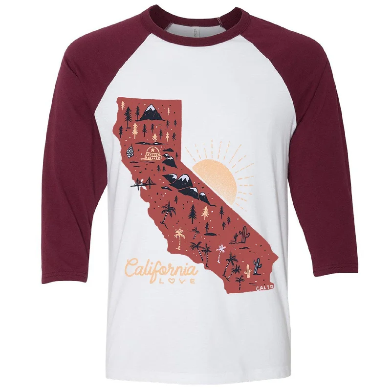 Map California Love Baseball Tee Chenille Blend Fleece Blend Nylon Blend