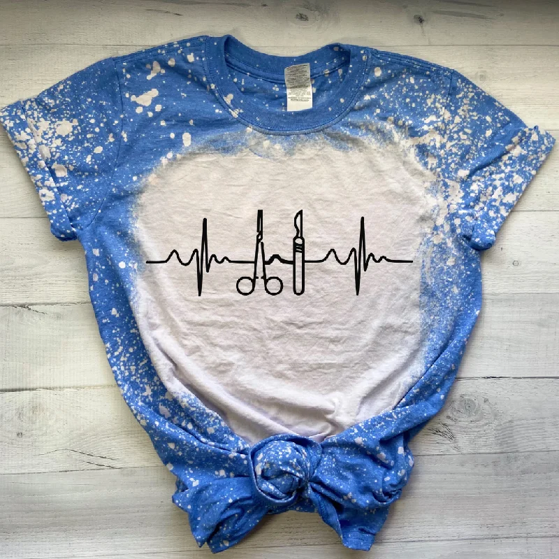 Medical Instruments EKG Bleached Unisex Soft Style T-Shirt Chenille Blend Fleece Blend Nylon Blend