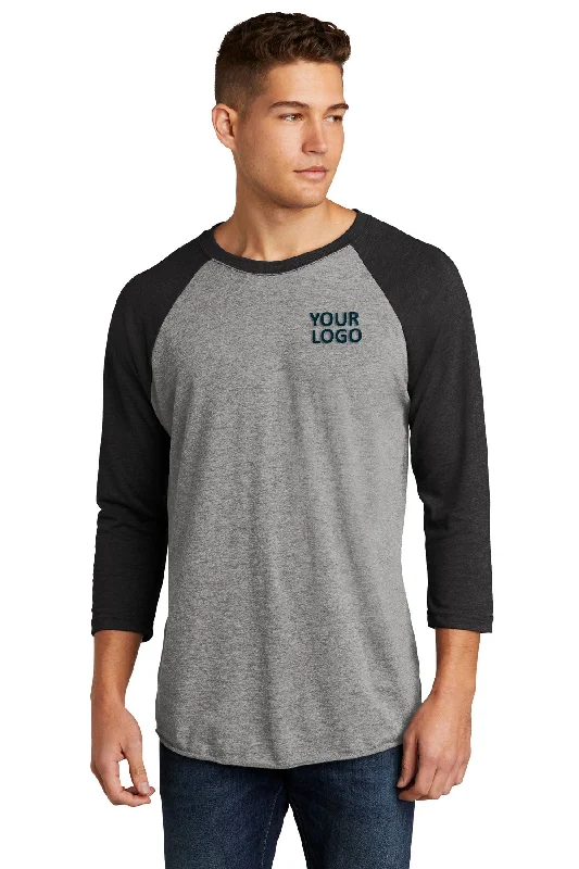 Next Level 3/4-Sleeve Custom Raglan Tee's, Vintage Black/ Pure Heather Solid Print Embellished