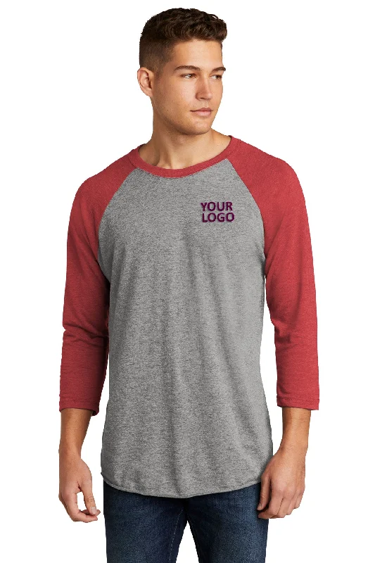 Next Level 3/4-Sleeve Custom Raglan Tee's, Vintage Red/ Pure Heather Asymmetrical Pockets Print