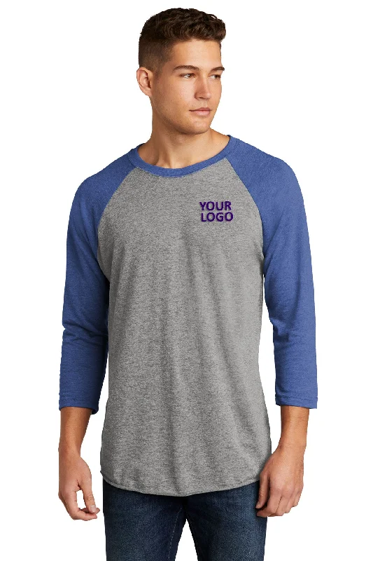 Next Level 3/4-Sleeve Custom Raglan Tee's, Vintage Royal/ Pure Heather Mesh Canvas Denim