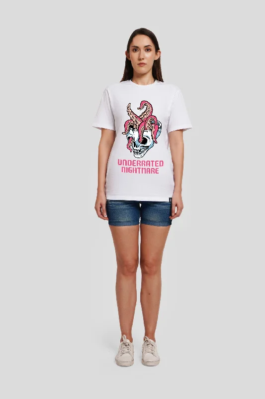 Nightmare White Printed T-Shirt Oversized T-Shirt Spandex breathable