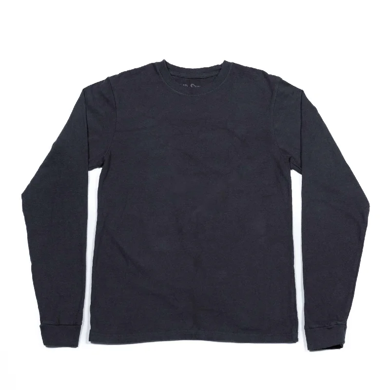 North Carolina Cotton Long Sleeve T-Shirt - True Black Print Jacquard Patchwork