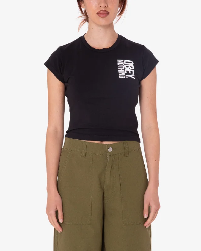 Obey NOTHING HAYDEN T-SHIRT - DIGITAL BLACK V-Neck T-Shirt Long Sleeve Cotton
