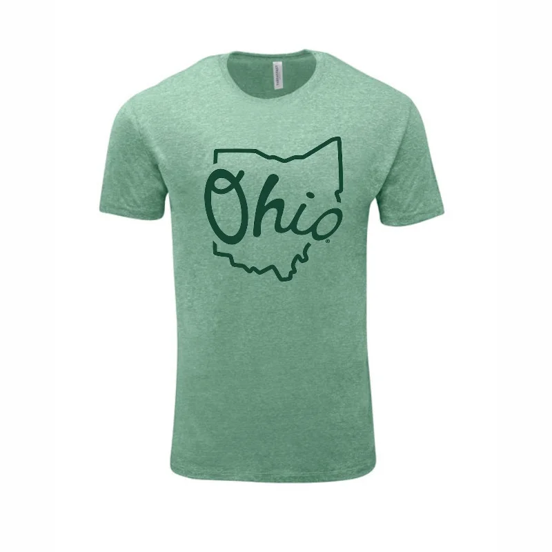 Ohio Bobcats Green State Cursive Short-Sleeve T-Shirt Mesh Canvas Denim