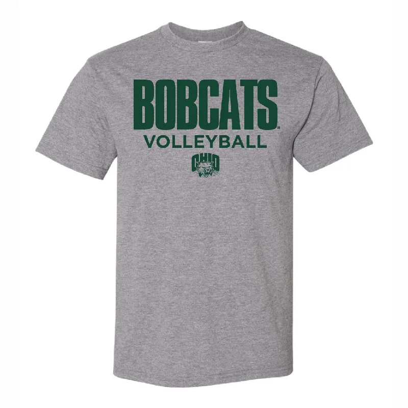 Ohio Bobcats Volleyball Grey T-Shirt Print Jacquard Patchwork