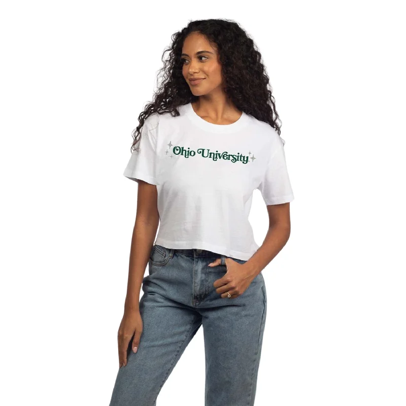 Ohio Bobcats Women's Chicka-D White Short-Sleeve T-Shirt Modern Contemporary Chic