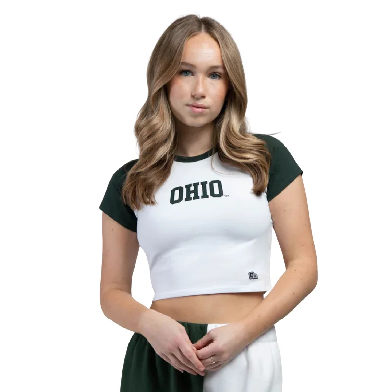 Ohio Bobcats Women's Hype & Vice Homerun T-Shirt Striped Floral Plaid
