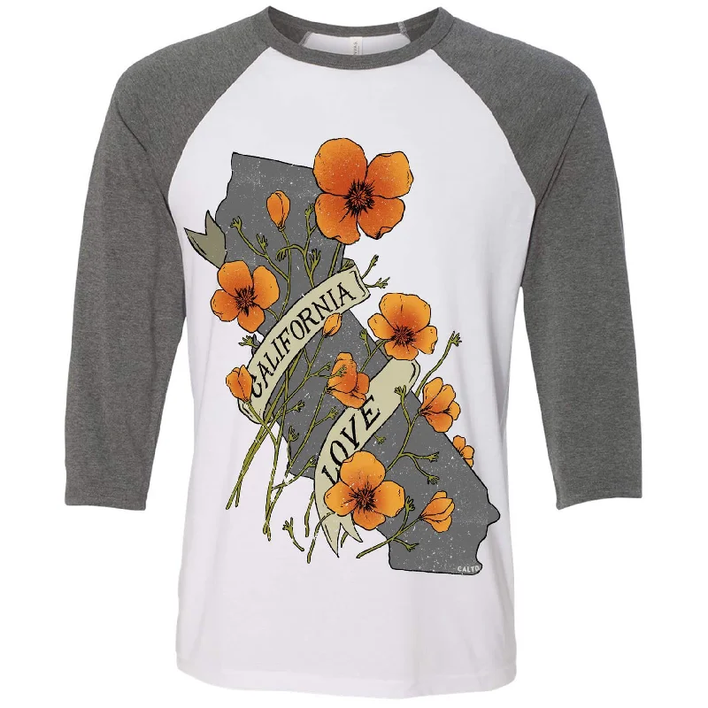 Poppies California Love Baseball Tee Solid Color Striped Floral