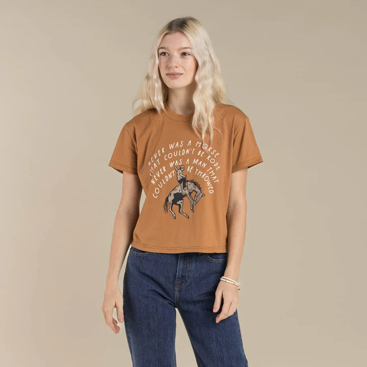 Sendero NEVER WAS A HORSE WOMEN'S CROP TEE - MEERKAT Satin Fabric Silk Fabric Chiffon Fabric Sendero NEVER WAS A HORSE WOMEN'S CROP TEE - MEERKAT Satin Fabric Silk Fabric Chiffon Fabric