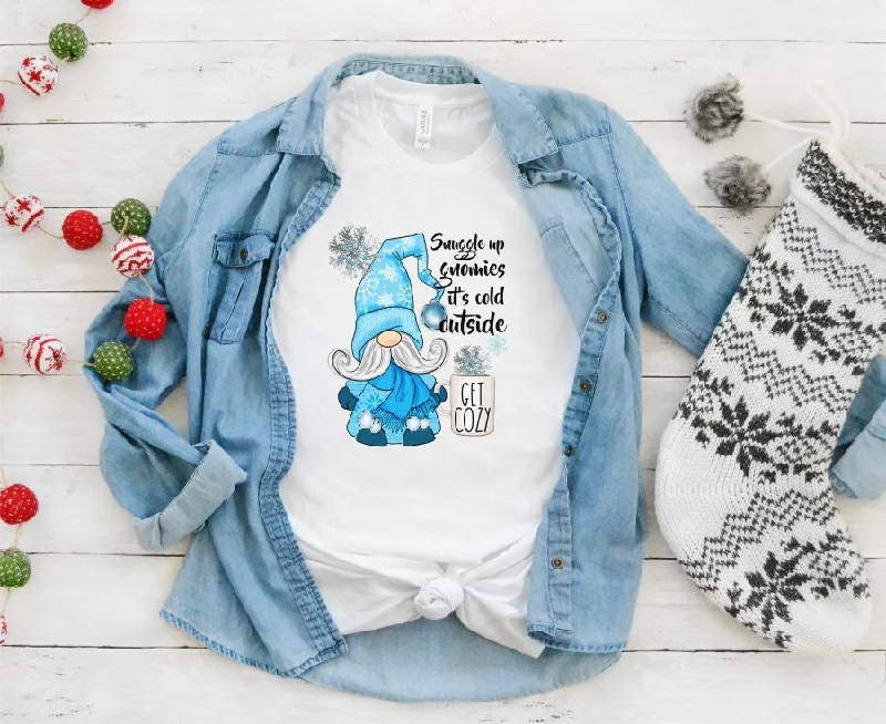 Snuggle Up Gnomies Crew Neck Tee Casual Formal Business