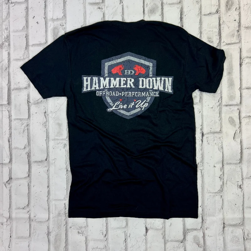 Hammer Down "Off Road Performance" Short Sleeve T-shirt - Black Mesh Blend Leather Blend Suede Blend