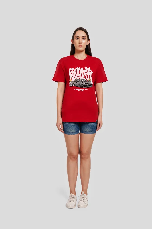 Street Racer Red Printed T-Shirt Elegant Classic Vintage