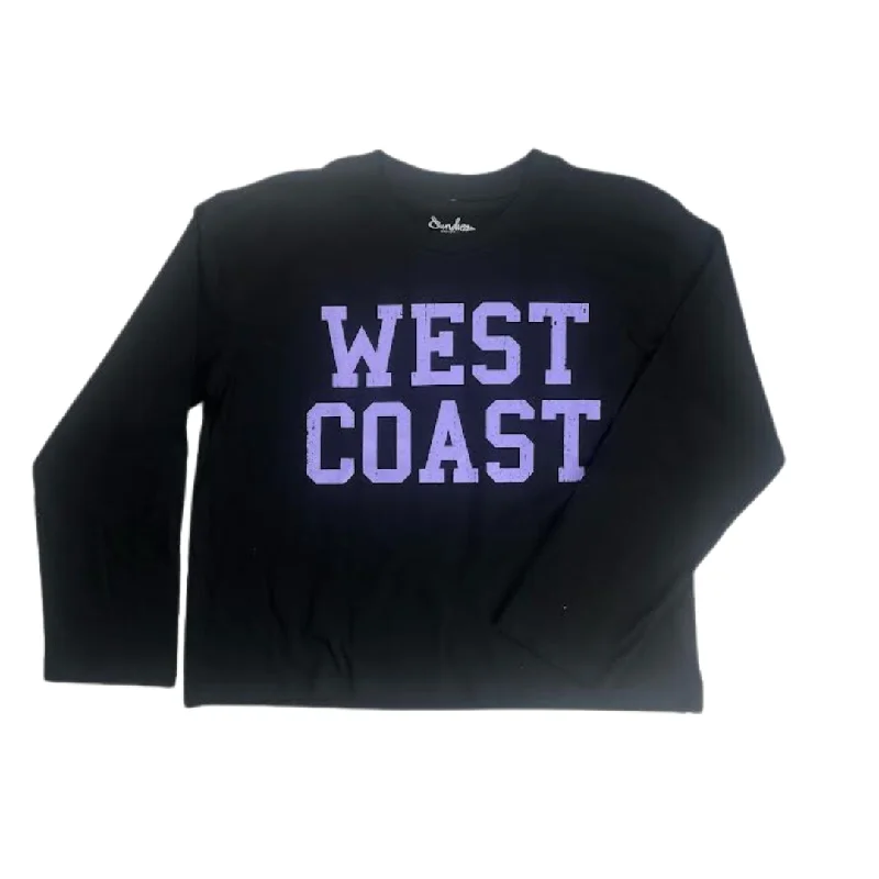 Sun Diego Long Sleeve West Coast Crop Tee - Blacklavender Cotton Fabric Linen Fabric Terry Fabric Sun Diego Long Sleeve West Coast Crop Tee - Blacklavender Cotton Fabric Linen Fabric Terry Fabric