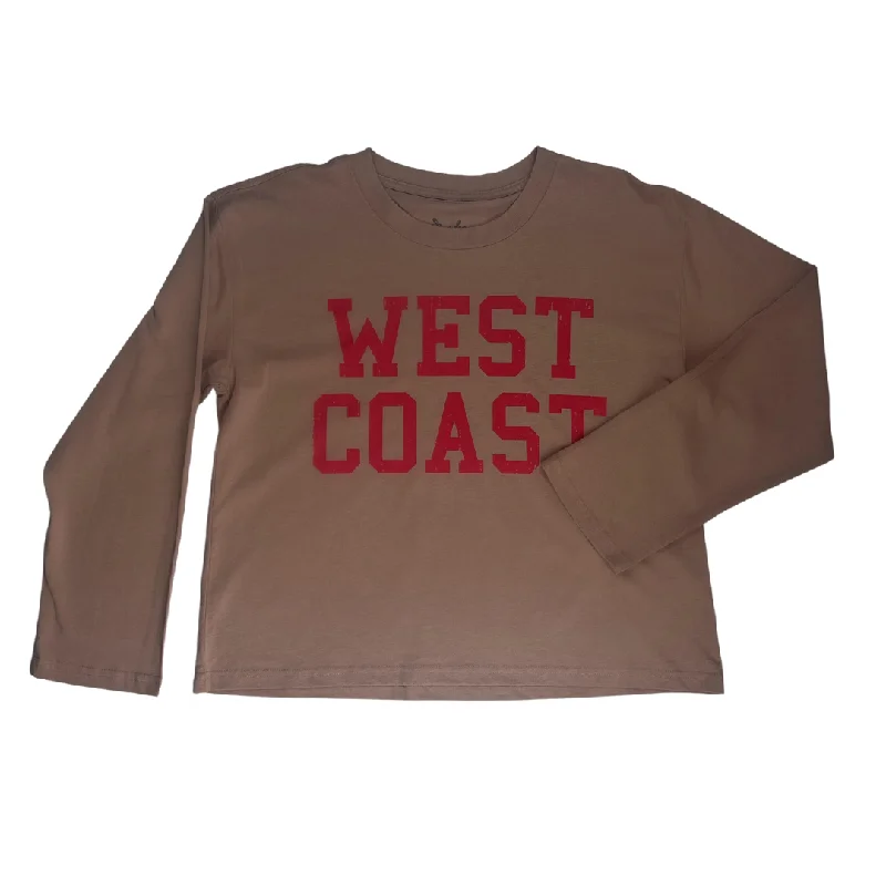Sun Diego Long Sleeve West Coast Crop Tee - Hazypinkred Mesh Blend Leather Blend Suede Blend Sun Diego Long Sleeve West Coast Crop Tee - Hazypinkred Mesh Blend Leather Blend Suede Blend