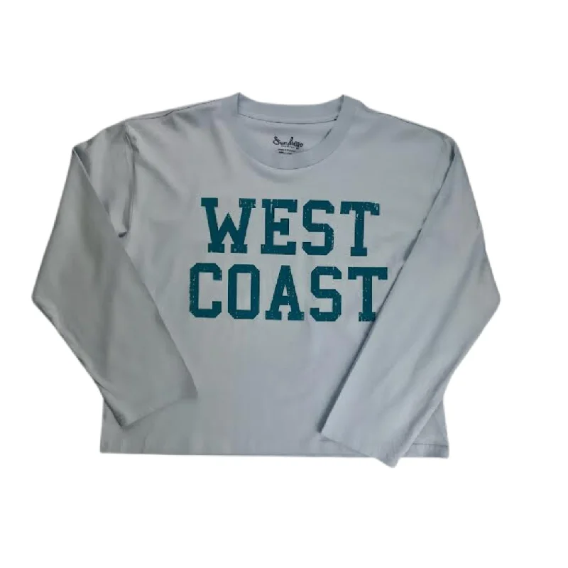 Sun Diego Long Sleeve West Coast Crop Tee - Powderseagreen Handmade Hand-knitted Hand-woven Sun Diego Long Sleeve West Coast Crop Tee - Powderseagreen Handmade Hand-knitted Hand-woven
