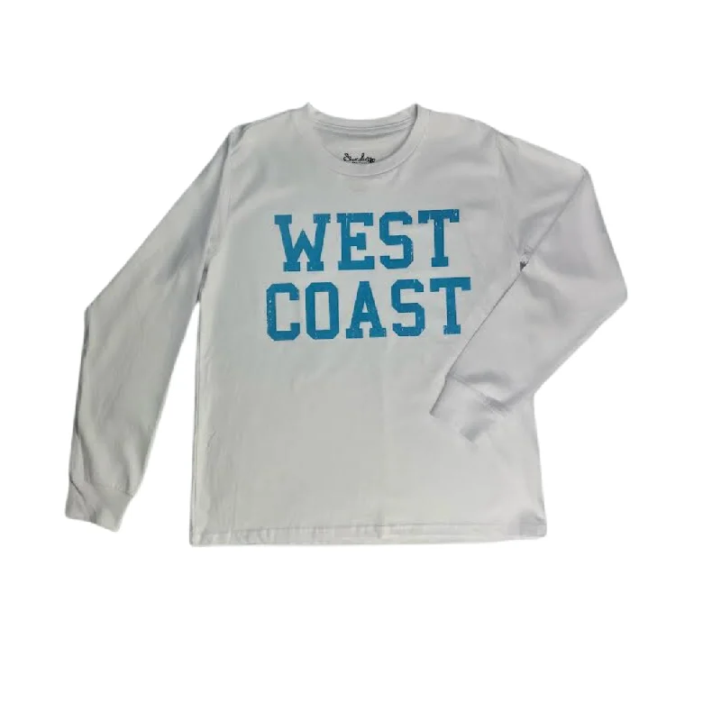 Sun Diego Long Sleeve West Coast Crop Tee - Whiteblue Beaded Sequined Faux Fur