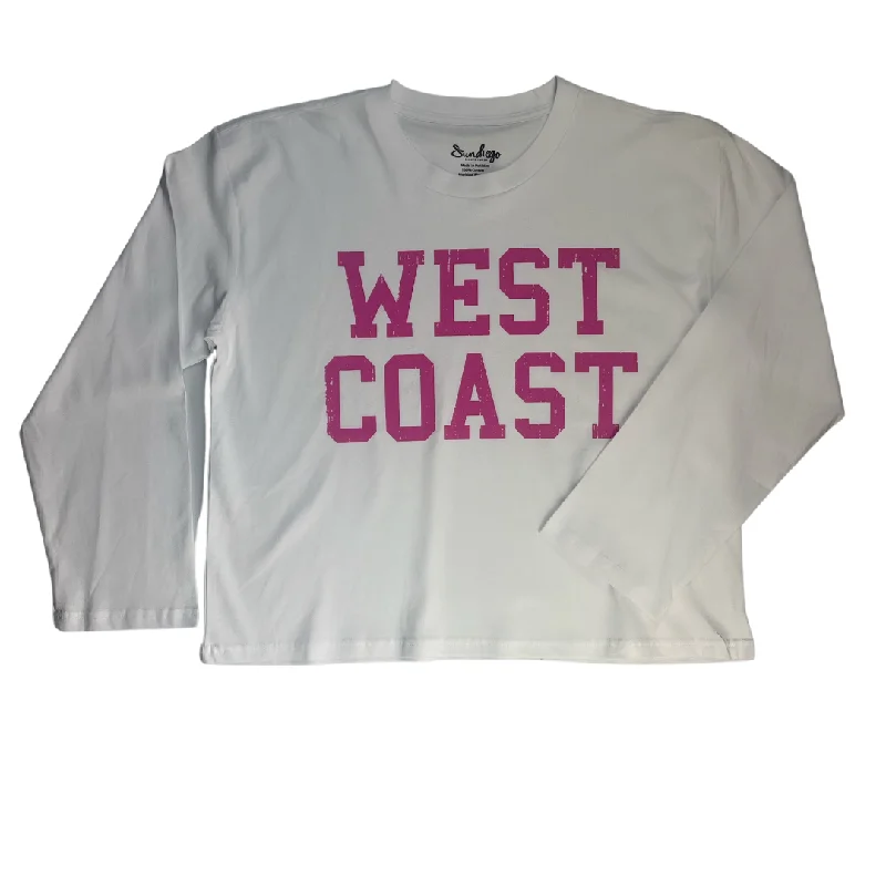 Sun Diego Long Sleeve West Coast Crop Tee - Whitepink Plaid T-Shirt Polka Dot Checkered Sun Diego Long Sleeve West Coast Crop Tee - Whitepink Plaid T-Shirt Polka Dot Checkered