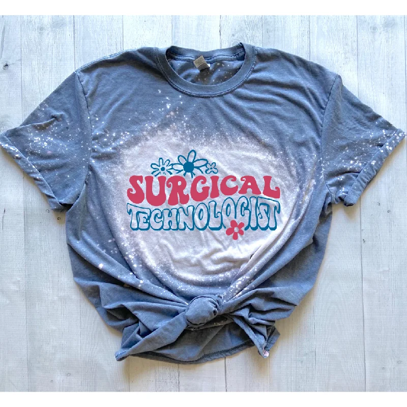 Surgical Technologist Bleached Unisex Soft Style T-Shirt Mesh Blend Leather Blend Suede Blend