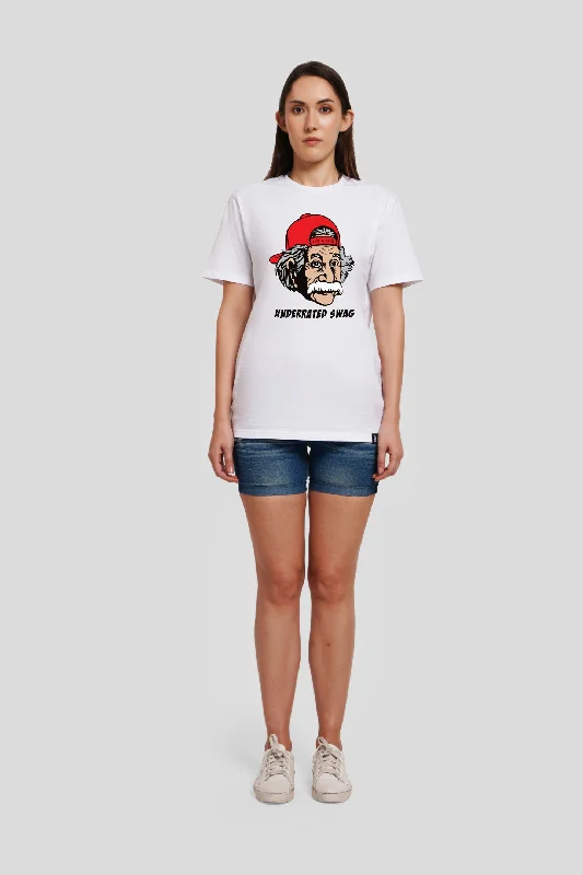 Swag White Printed T-Shirt Women Boyfriend Fit Jersey Fabric Tulle Fabric Batik Fabric