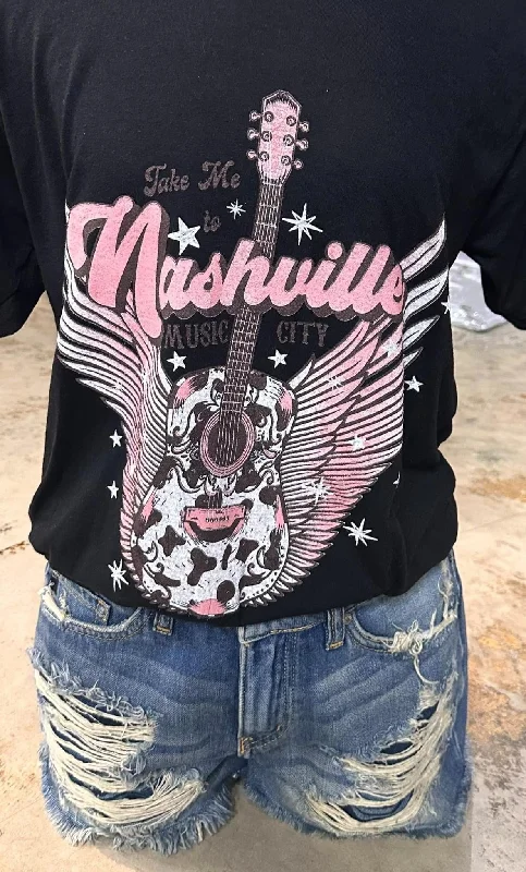 Take me to Nashville Music City graphic T-shirt Jersey Fabric Tulle Fabric Batik Fabric