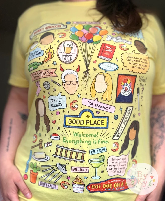 The Good Place Unisex Tee V-Neck T-Shirt Long Sleeve Cotton