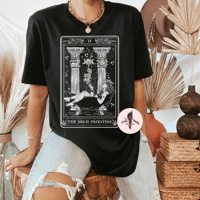 THE HIGH PRIESTESS // UNISEX TEE Zippered Front Buttoned Front Snap Front