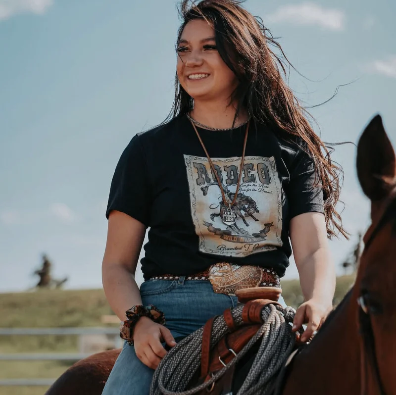 TIN & TURQUOISE- Vintage Rodeo Tee Collared T-Shirt Boat Neck A-Line