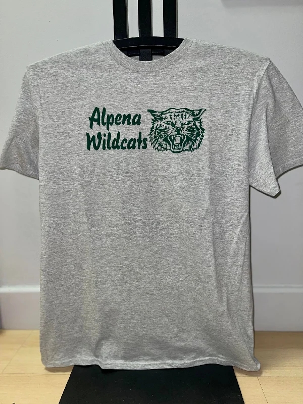 TNT162 Alpena Wildcat Atheltic Grey T-Shirt Fleece Nylon Spandex