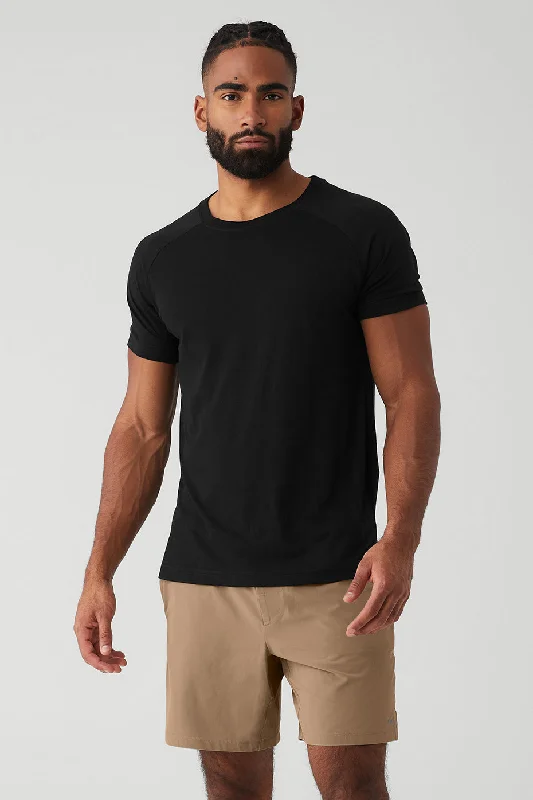 The Triumph Crew Neck Tee - Black Satin Blend Silk Blend Wool Blend