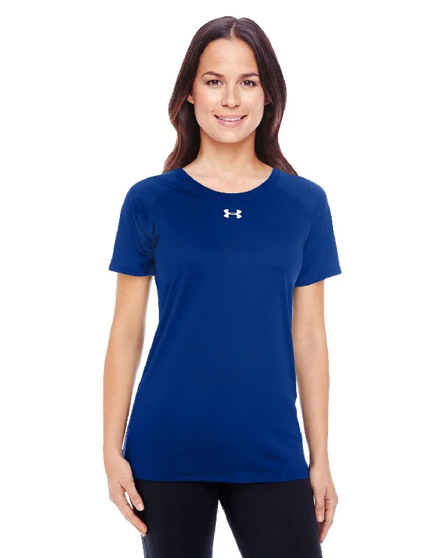 Under Armour Ladies Locker T-Shirt Royal 1268481 Knit Fabric Woven Fabric Fleece Fabric