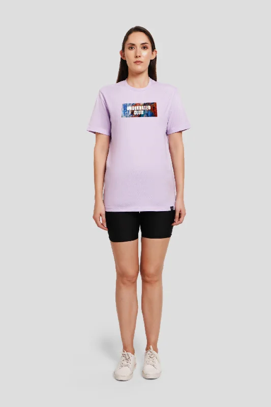 Underrated Essentials Lilac Printed T-Shirt Satin Fabric Silk Fabric Chiffon Fabric