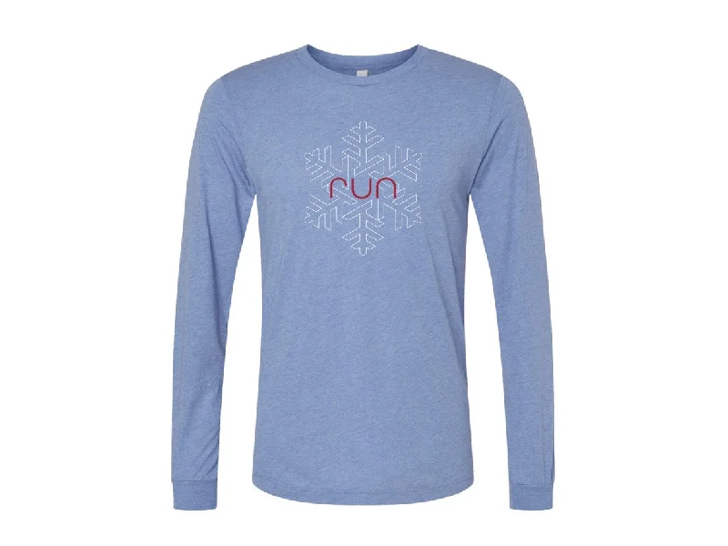 Unisex Run Snowflake Graphic Long Sleeve Tee - BELLA-RUNSNOWFLAKE Front Pockets Side Pockets Patch Pockets