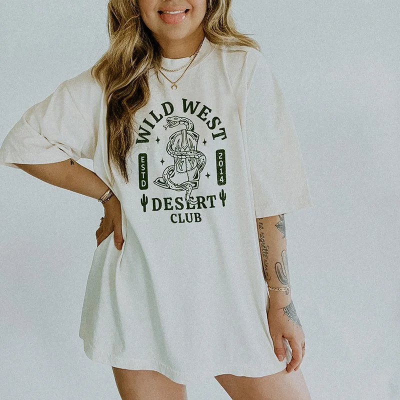 Wild West Desert Club Heavyweight Graphic Tee Spandex Blend Rayon Blend Denim Blend