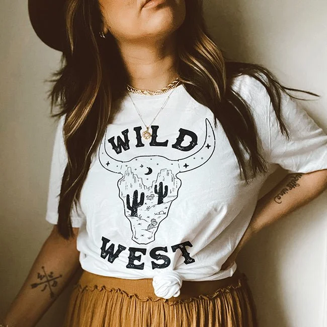 Wild West Lightweight Tee Collared Crew Neck Turtle Neck