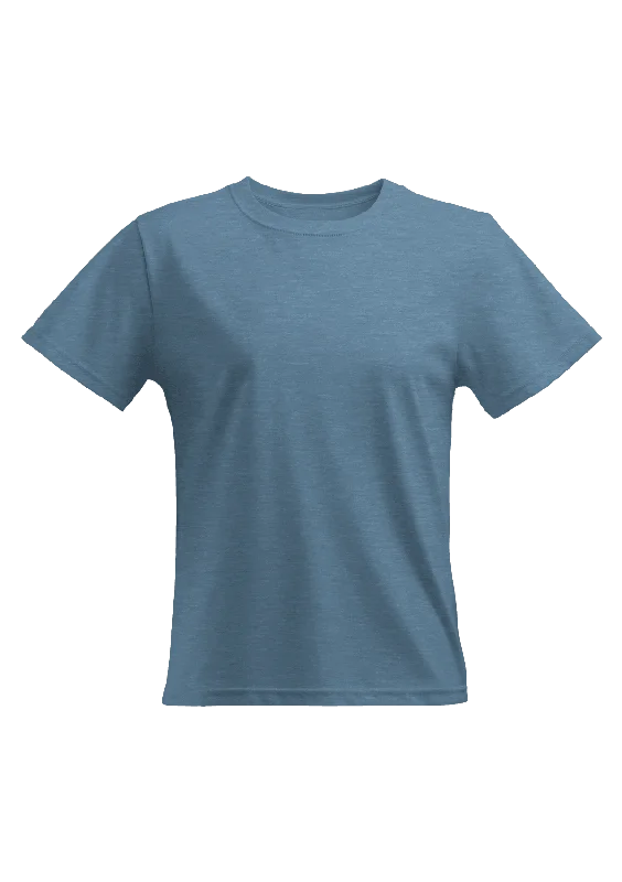 Women's Relax Fit Heather T-Shirt - Slate Blue Front Pockets Side Pockets Patch Pockets